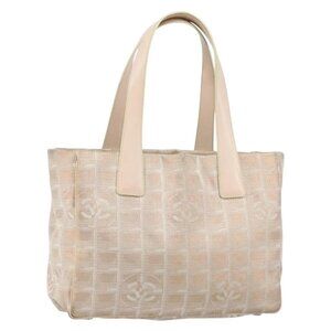 CHANEL New Travel Line Tote Bag Nylon Beige Gold